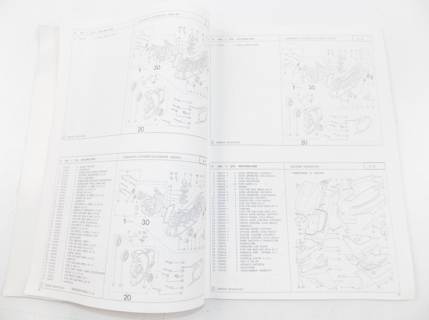 04/1997 PEUGEOT SCOOTER ZENITH BUXY SPEEDAKE PARTS CATALOG MANUAL BOOK ITALIAN - MotoRaider