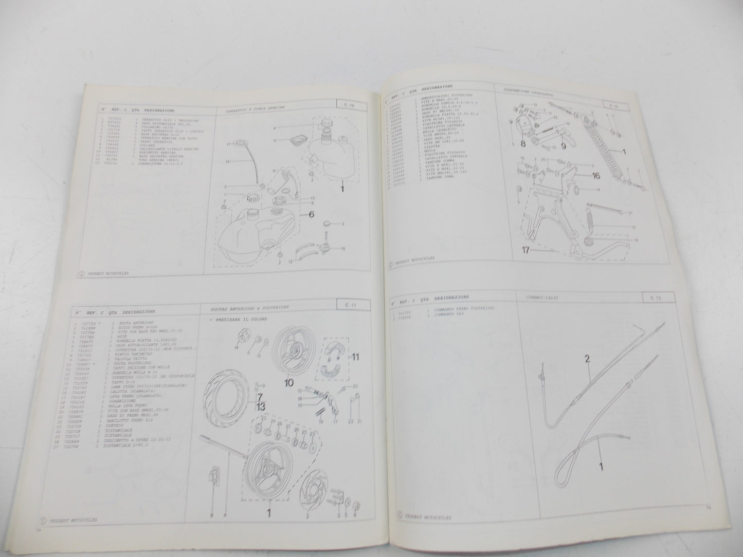 09/1998 SPARE PARTS CATALOG BOOK MANUAL PEUGEOT SCOOTER GAMMA ELYSEO 100 ITALIAN - MotoRaider