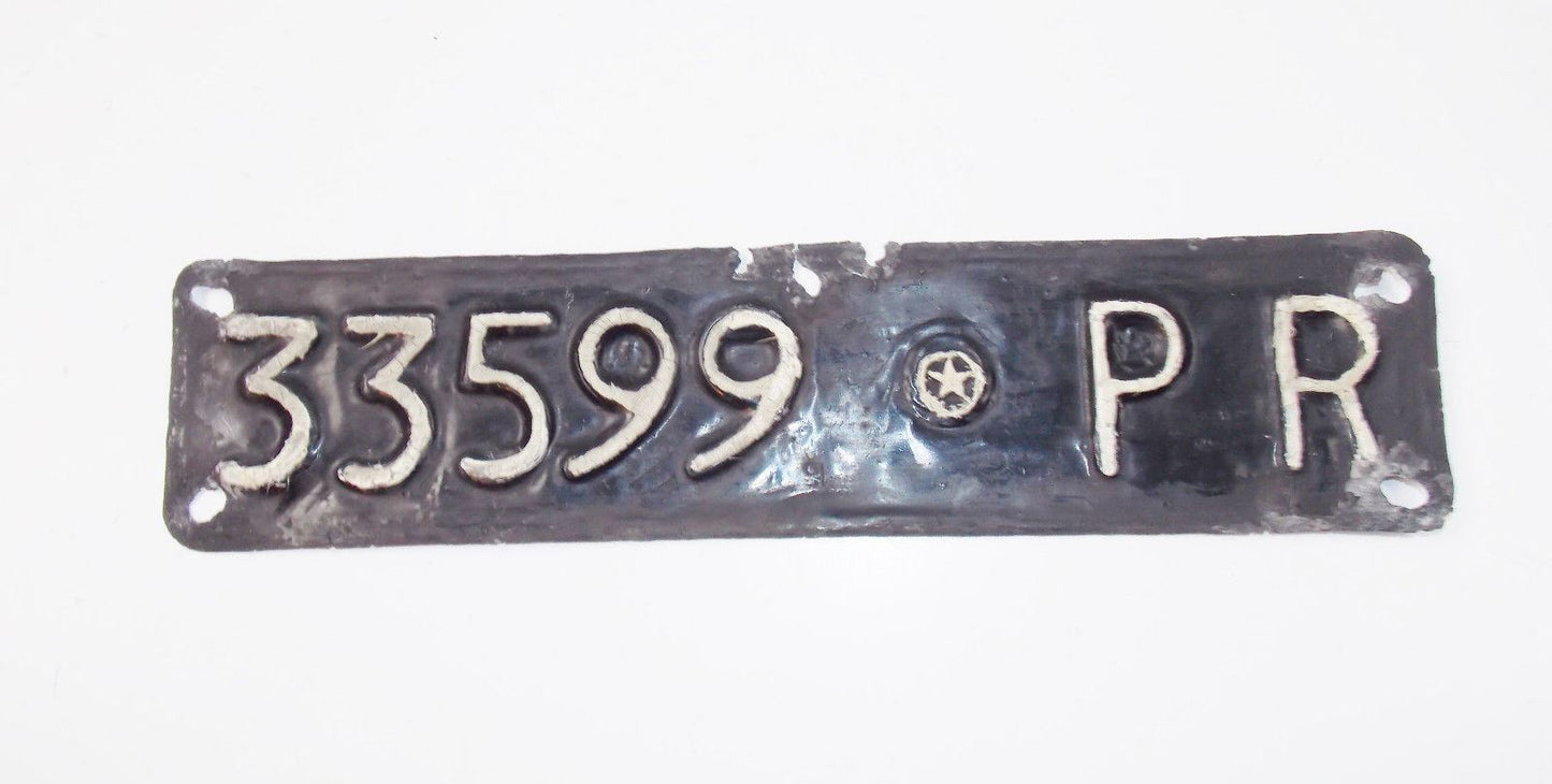 1950's VINTAGE ITALIAN STEEL LICENSE PLATE REAR CITROEN MERCEDES PORSCHE PEUGEOT - MotoRaider