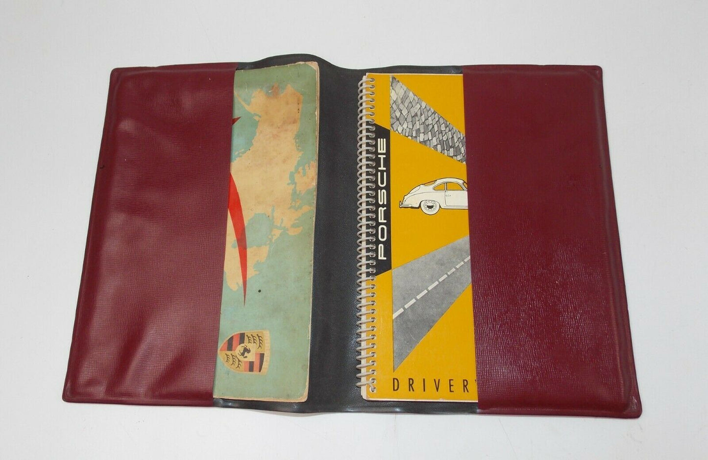 1957 PORSCHE 356-A DRIVER OWNER MANUAL USA DEALER LIST BOOK MANUAL POUCH HOLDER - MotoRaider