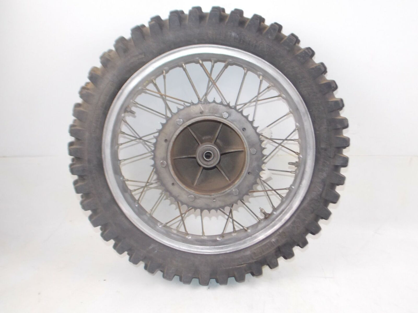 18" REAR WHEEL HUB TIRE AKRONT RIM SPOKES SPROCKET 1975 HUSQVARNA CR175 CR 175 - MotoRaider