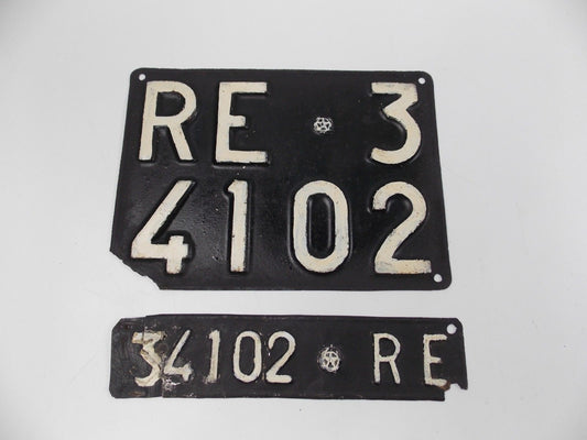 1950's VINTAGE ITALIAN STEEL LICENSE PLATES FRONT REAR FERRARI PORSCHE LANCIA MG - MotoRaider