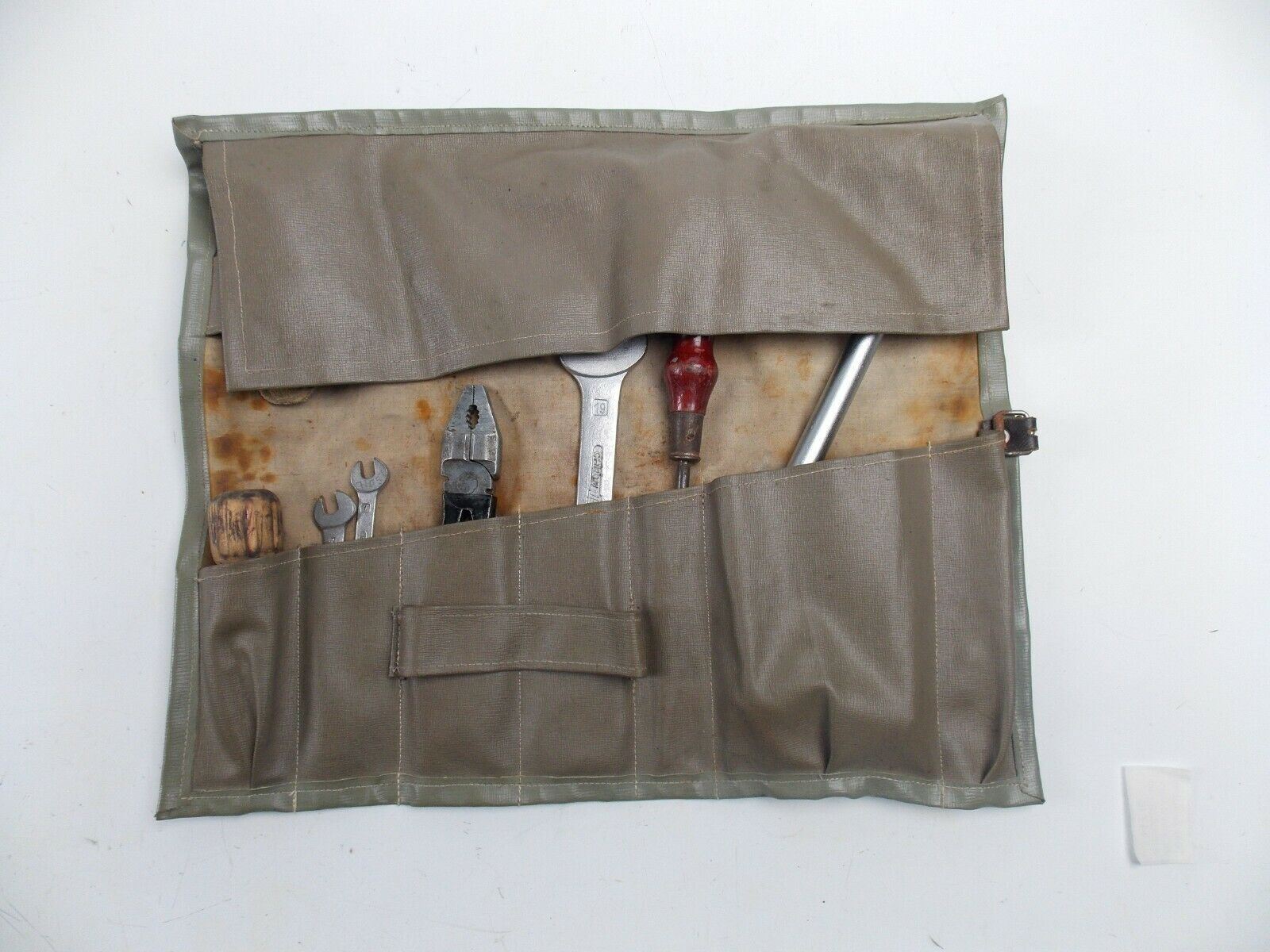 1950's PORSCHE 356 TOOL KIT POUCH WRENCH SPANNER PLIER CREWDRIVER PRESSURE GAUGE - MotoRaider