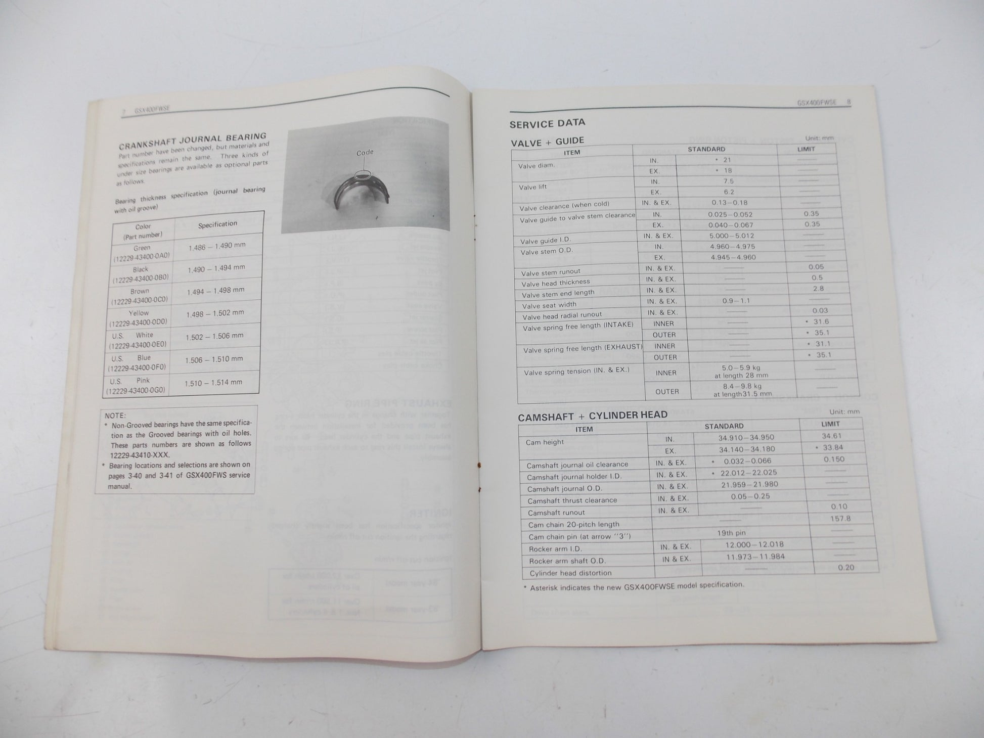 07/1984 SUPPLEMENTARY SERVICE MANUAL CATALOG BOOK SUZUKI GSX400 FWSE ENGLISH - MotoRaider