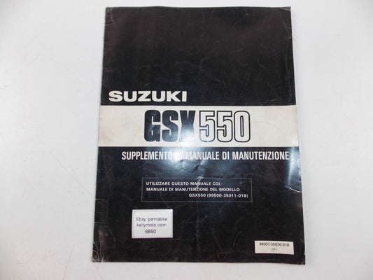 11/1985 SUPPLEMENT SERVICE MANUAL CATALOG BOOK SUZUKI  GSX550 ITALIAN - MotoRaider