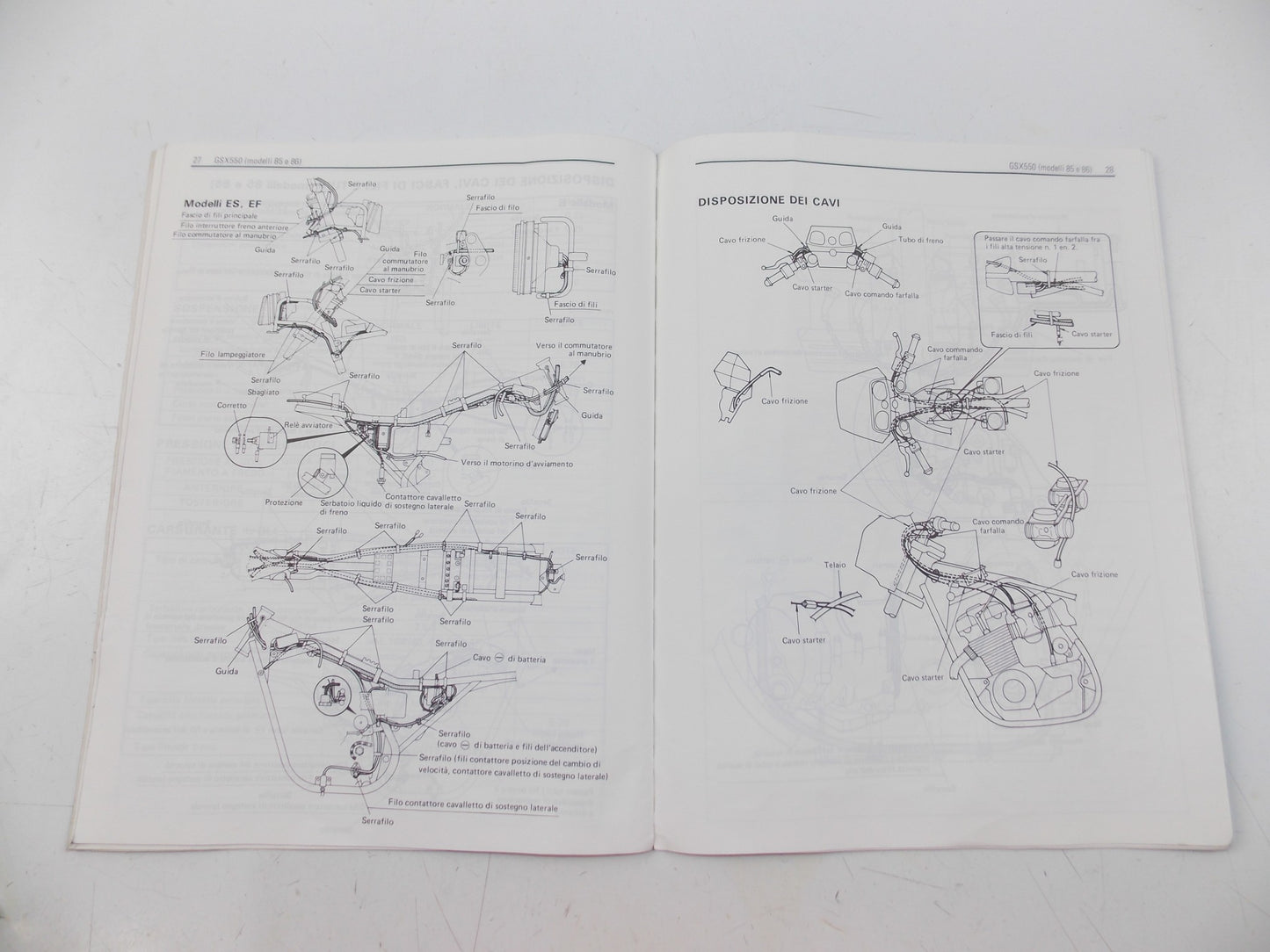 11/1985 SUPPLEMENT SERVICE MANUAL CATALOG BOOK SUZUKI  GSX550 ITALIAN - MotoRaider