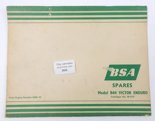 1960's BSA MODEL B44 VICTOR ENDURO REPLACEMENT PARTS LIST BOOK MANUAL No.00-5127 - MotoRaider