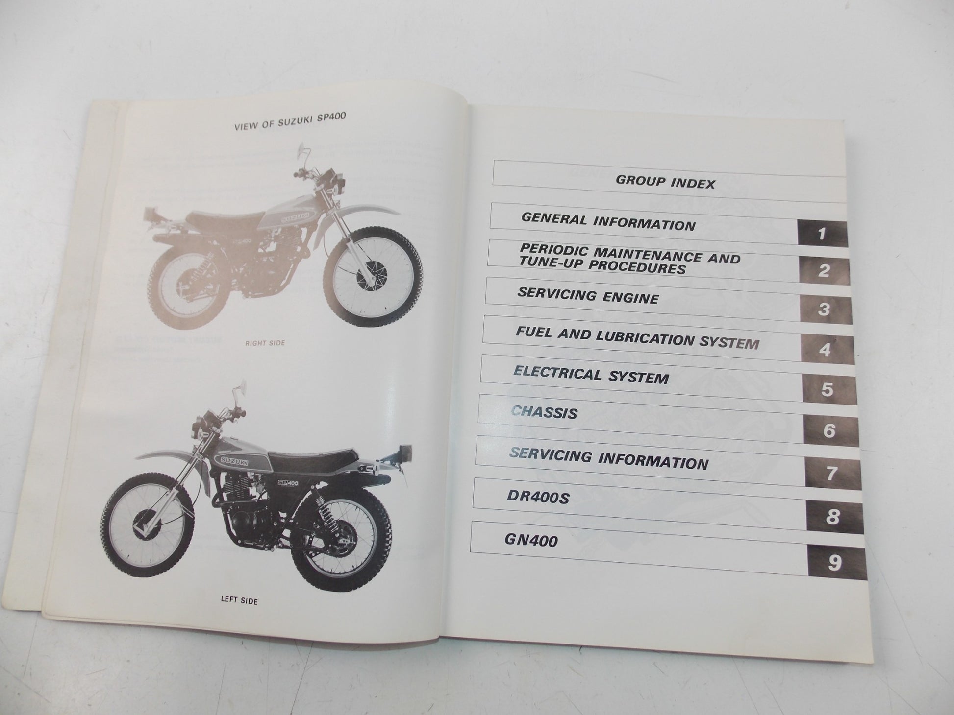 02/1981 SERVICE MANUAL CATALOG MAINTENANCE REPAIR BOOK SUZUKI SP400 ENGLISH - MotoRaider