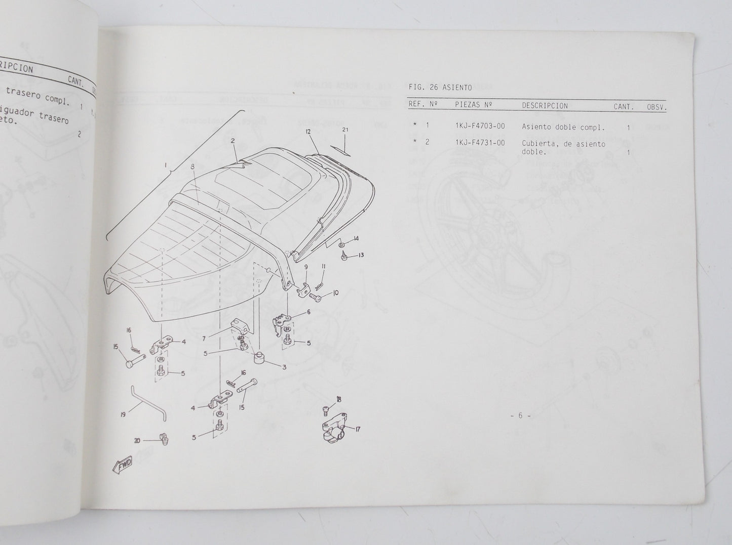 OEM YAMAHA SR250 SPECIAL SPANISH PARTS CATALOG BOOK MANUAL PAMPHLET 1421L-354S2 - MotoRaider