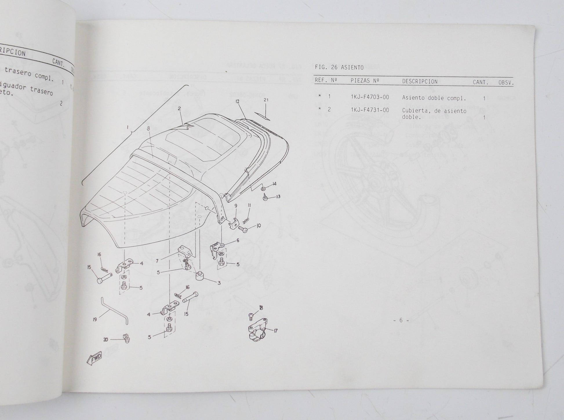 OEM YAMAHA SR250 SPECIAL SPANISH PARTS CATALOG BOOK MANUAL PAMPHLET 1421L-354S2 - MotoRaider