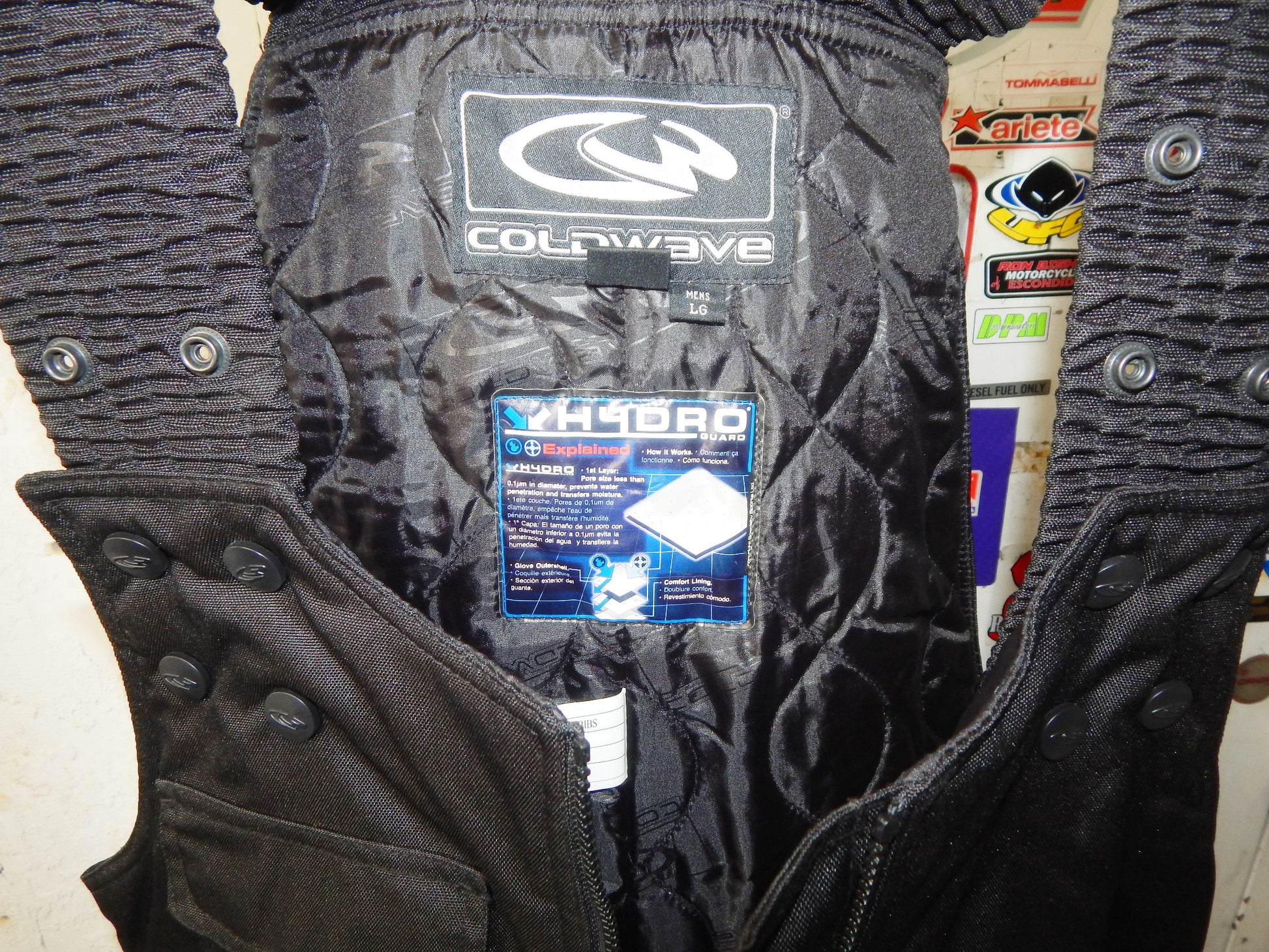 COLDWAVE SNOWWEAR BLACK MEN SIZE LARGE SNOWSUIT OVERALL SNOWMOBILE ATV SNOWBOARD - MotoRaider