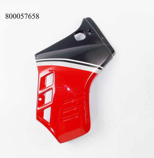 NOS OEM CAGIVA 1987 ELEFANT 350 RH GAS TANK SHROUD FAIRING (BLACK/RED) 800057658 - MotoRaider