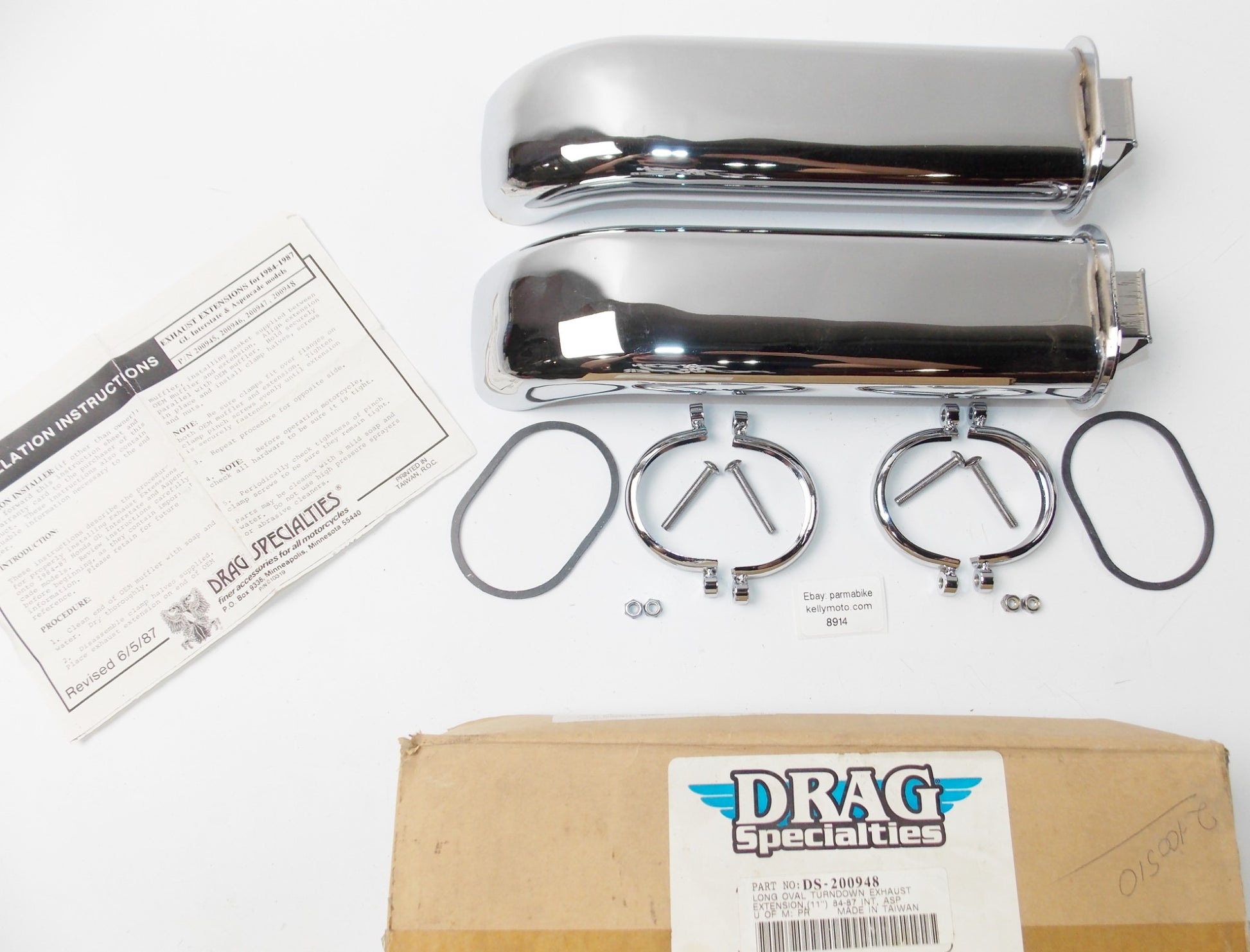 DRAG SPECIALTIES HONDA 1984-1987 LONG OVAL TURNDOWN EXHAUTS EXTENSION 11" - MotoRaider