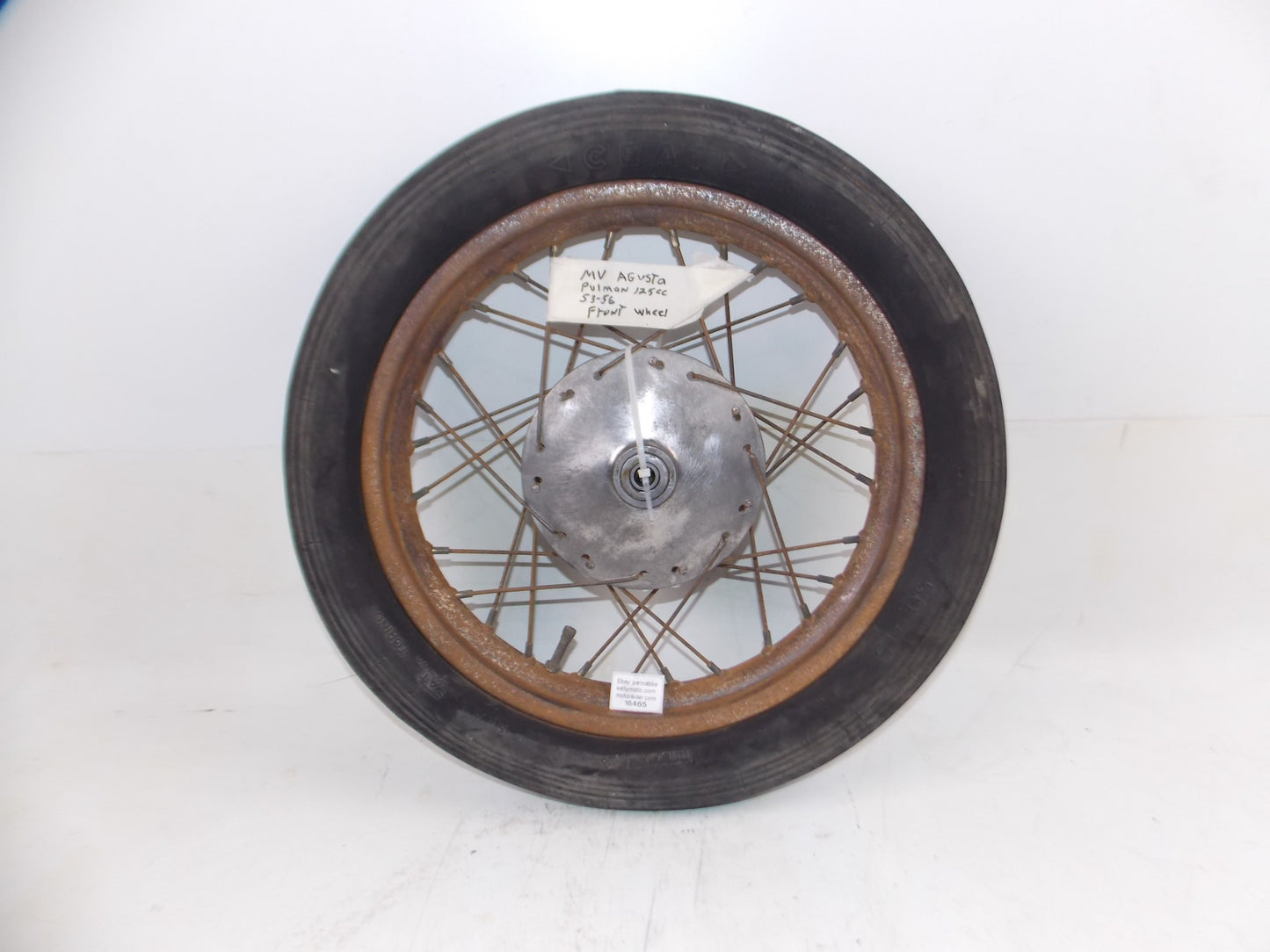 1953-56 MV AGUSTA PULMAN 125cc 15" FRONT WHEEL RIM HUB SPOKE TIRE VINTAGE ITALY - MotoRaider