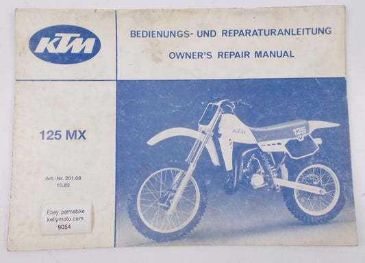 OEM KTM 125 MX OWNER'S REPAIR MANUAL GERMAN ENGLISH 201.0810.83 | 201081083 - MotoRaider