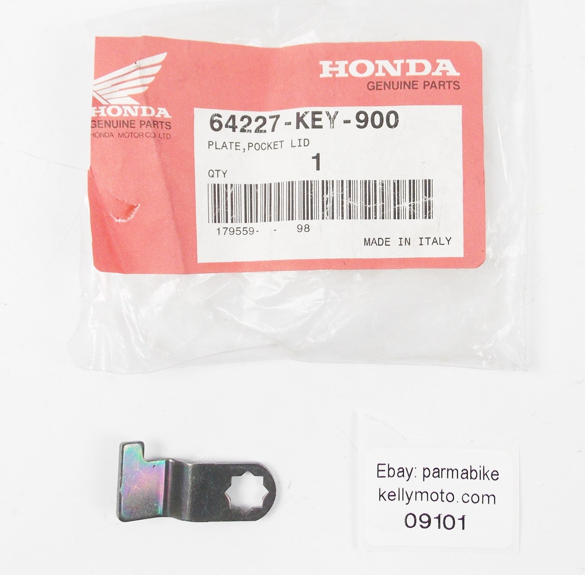 NOS OEM HONDA 1998 PANTHEON 125 CAM PLATE POCKET LID 64227-KEY-900 - MotoRaider