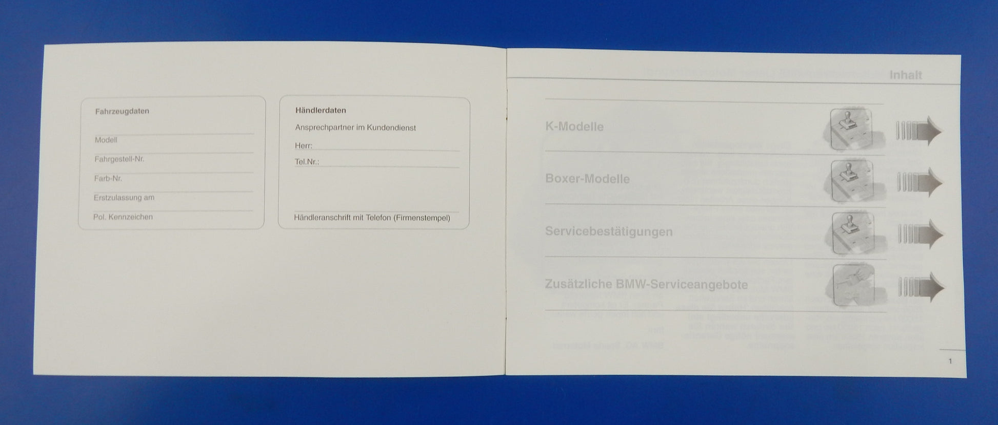 OEM BMW 2V/K75/K1100 BOXER SERVICE BOOKLET LOGBOOK 01709799060 - MotoRaider