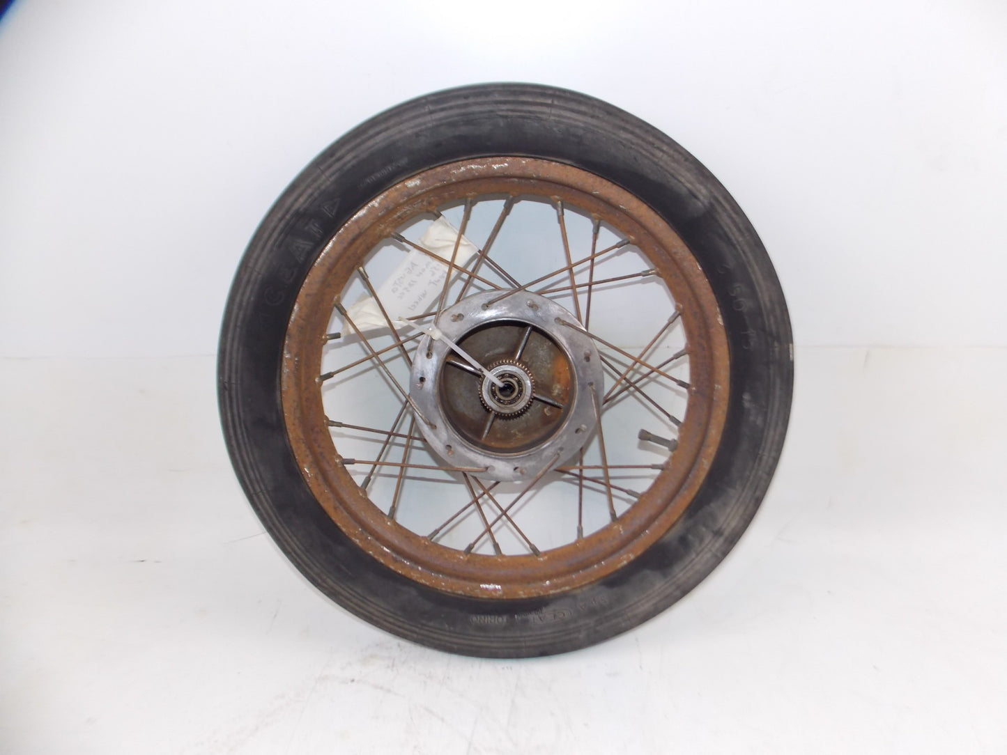 1953-56 MV AGUSTA PULMAN 125cc 15" FRONT WHEEL RIM HUB SPOKE TIRE VINTAGE ITALY - MotoRaider