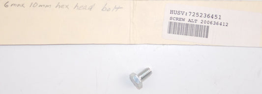 OEM HUSQVARNA 1980-04 165R STRING TRIMMER BRUSH CUTTER SCREW M6S 6x10 725236451 - MotoRaider