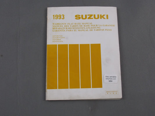 SUZUKI 1993 WARRANTY FLAT RATE MANUAL BOOK ENGLISH FRENCH GERMAN 99550-01930-015 - MotoRaider