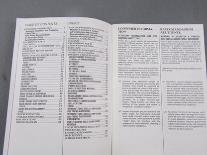 SUZUKI 1983 TS125 OWNER'S MANUAL BOOK ENGLISH ITALIAN 99011-48021-026 - MotoRaider