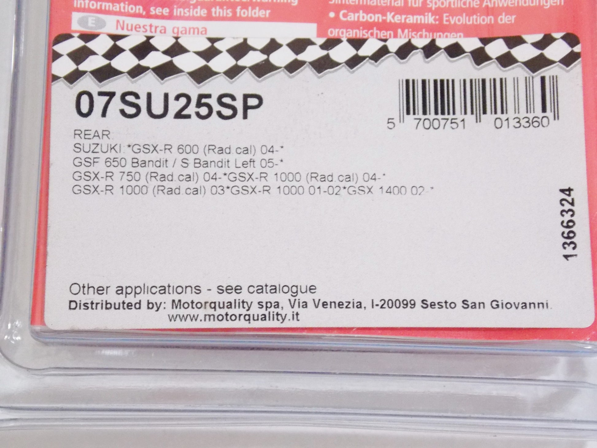 NOS BREMBO GSF GSX CARBON CERAMIC REAR WHEEL PAIR BRAKE PADS 07SU25SP - MotoRaider