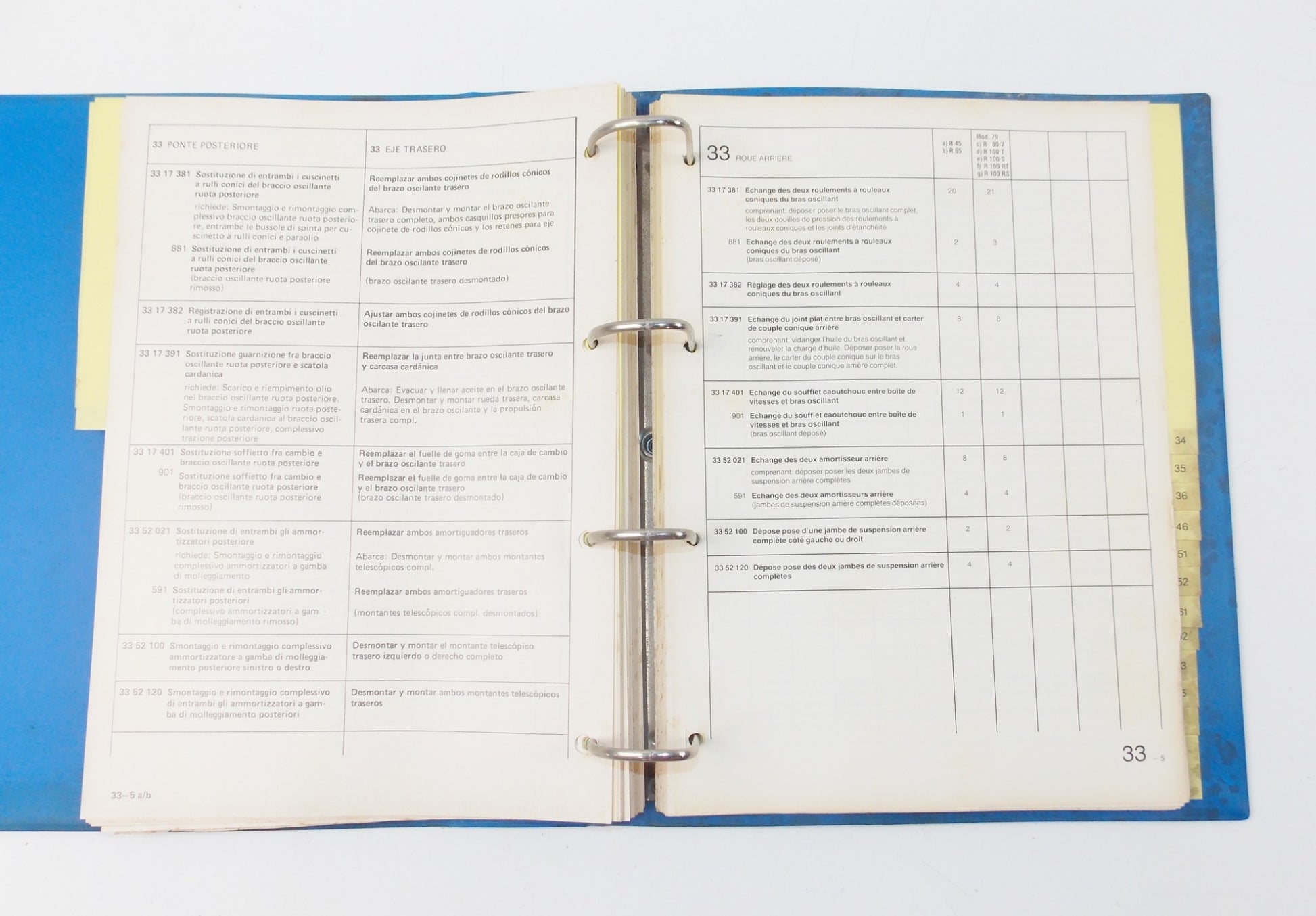 REPAIR TIME TABLES DEALER MANUAL BOOK BMW 1979 R45/65/80/100 FRENCH 01629798085 - MotoRaider