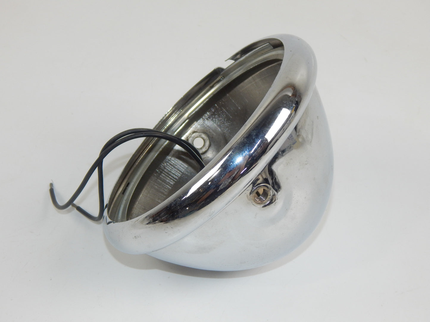 CHROME BULLET HEADLIGHT SHELL D=5.75" HARLEY CUSTOM CHOPPER CAFE YAMAHA KAWASAKI - MotoRaider