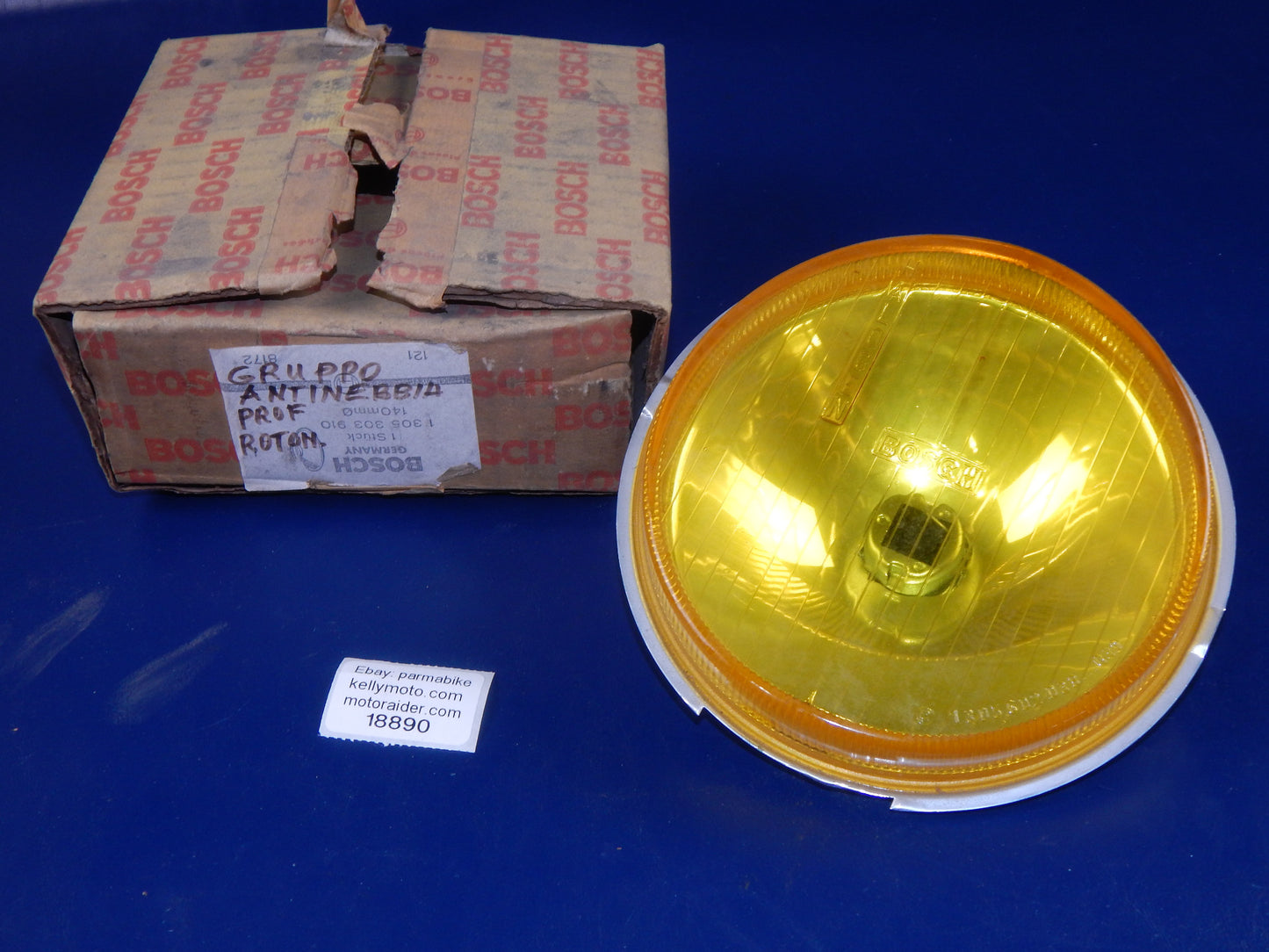 VINTAGE BOSCH FOG LIGHT REFLECTOR YELLOW LANCIA FIAT FORD 1305303910 D=140mm - MotoRaider