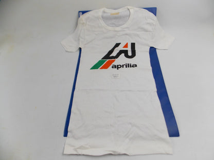 1980's APRILIA T-SHIRT WHITE COLOR SIZE M MOTOCROSS MOTO RC ETX RSV - MotoRaider