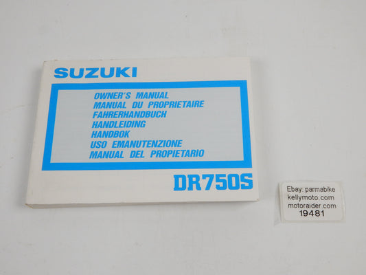 1987 SUZUKI DR750-S USER OWNER MANUAL BOOK 99011-44B50-042 MULTI LANGUAGE - MotoRaider