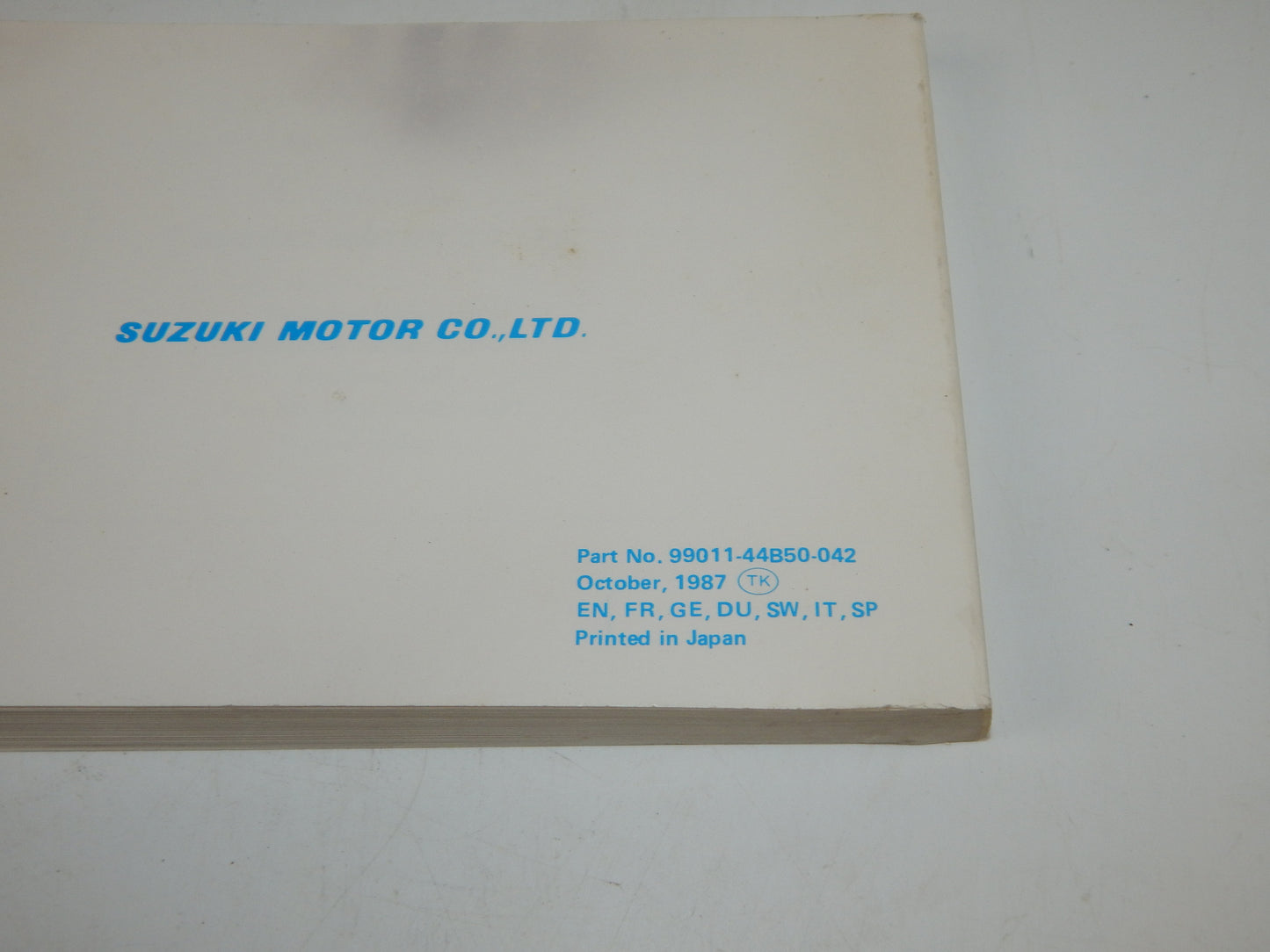 1987 SUZUKI DR750-S USER OWNER MANUAL BOOK 99011-44B50-042 MULTI LANGUAGE - MotoRaider