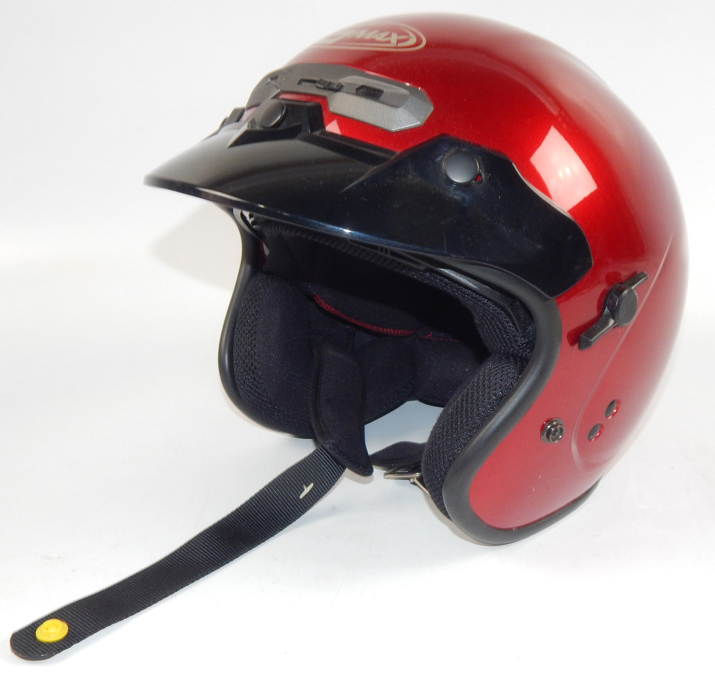 GMAX GM32S OPEN FACE MOTORCYCLE HELMET CANDY RED SIZE XS SMOKE VISOR SNOWMOBILE - MotoRaider