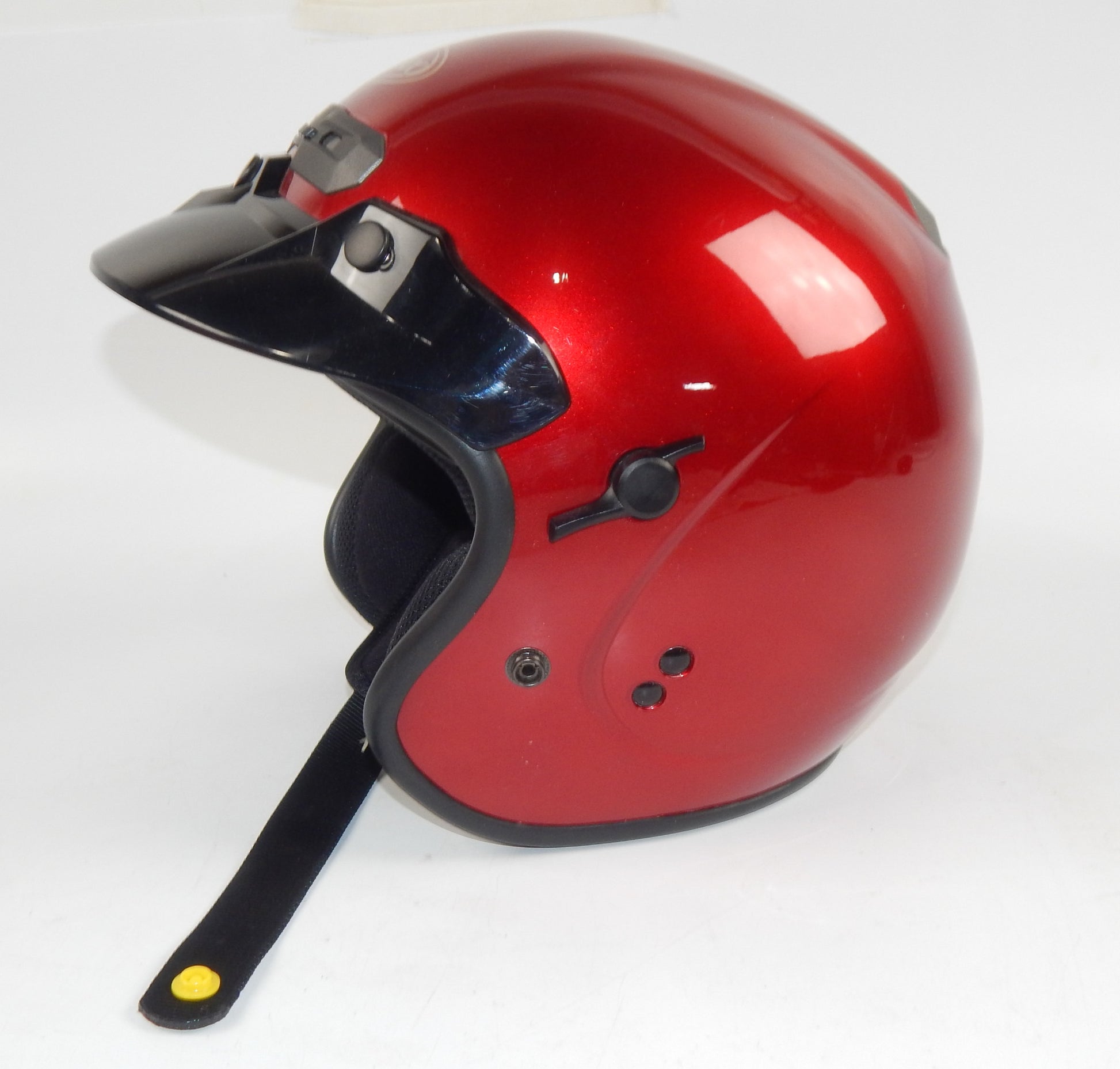 GMAX GM32S OPEN FACE MOTORCYCLE HELMET CANDY RED SIZE XS SMOKE VISOR SNOWMOBILE - MotoRaider