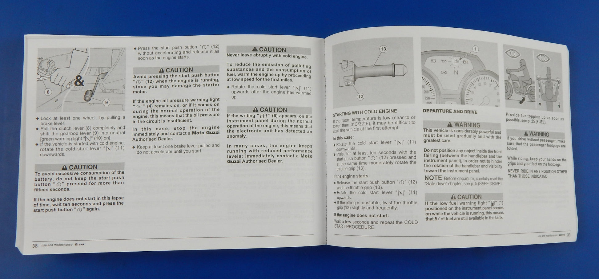 MOTO GUZZI BREVA V750 IE USE + MAINTENANCE MANUAL BOOK MULTI LANGUAGE VINTAGE - MotoRaider