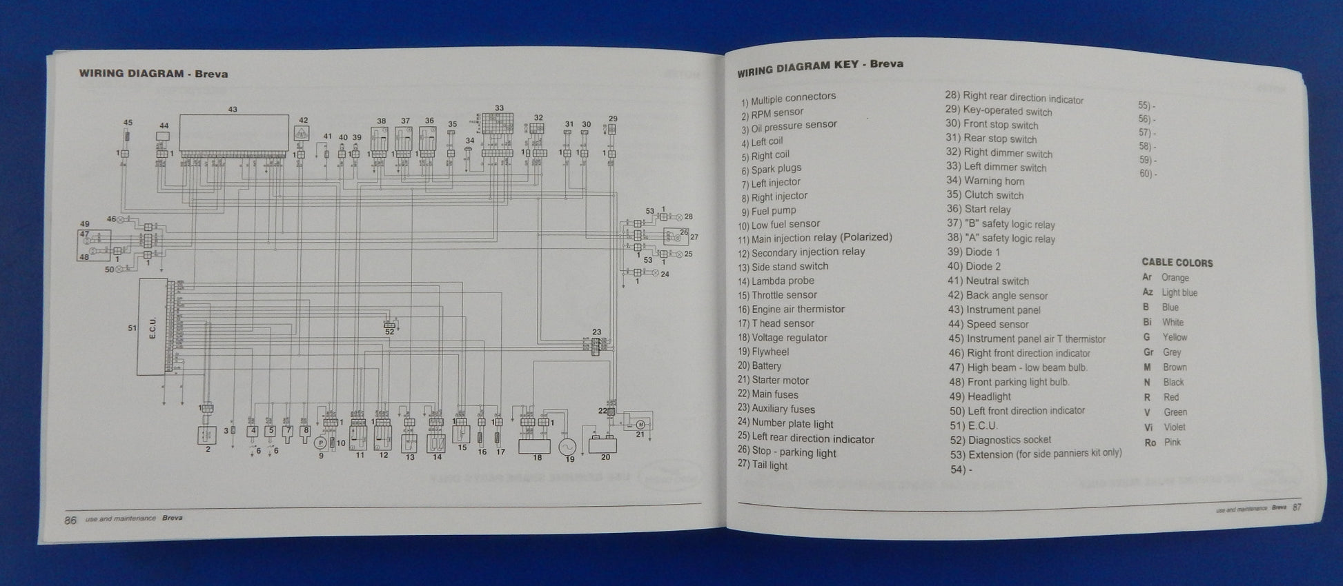 MOTO GUZZI BREVA V750 IE USE + MAINTENANCE MANUAL BOOK MULTI LANGUAGE VINTAGE - MotoRaider