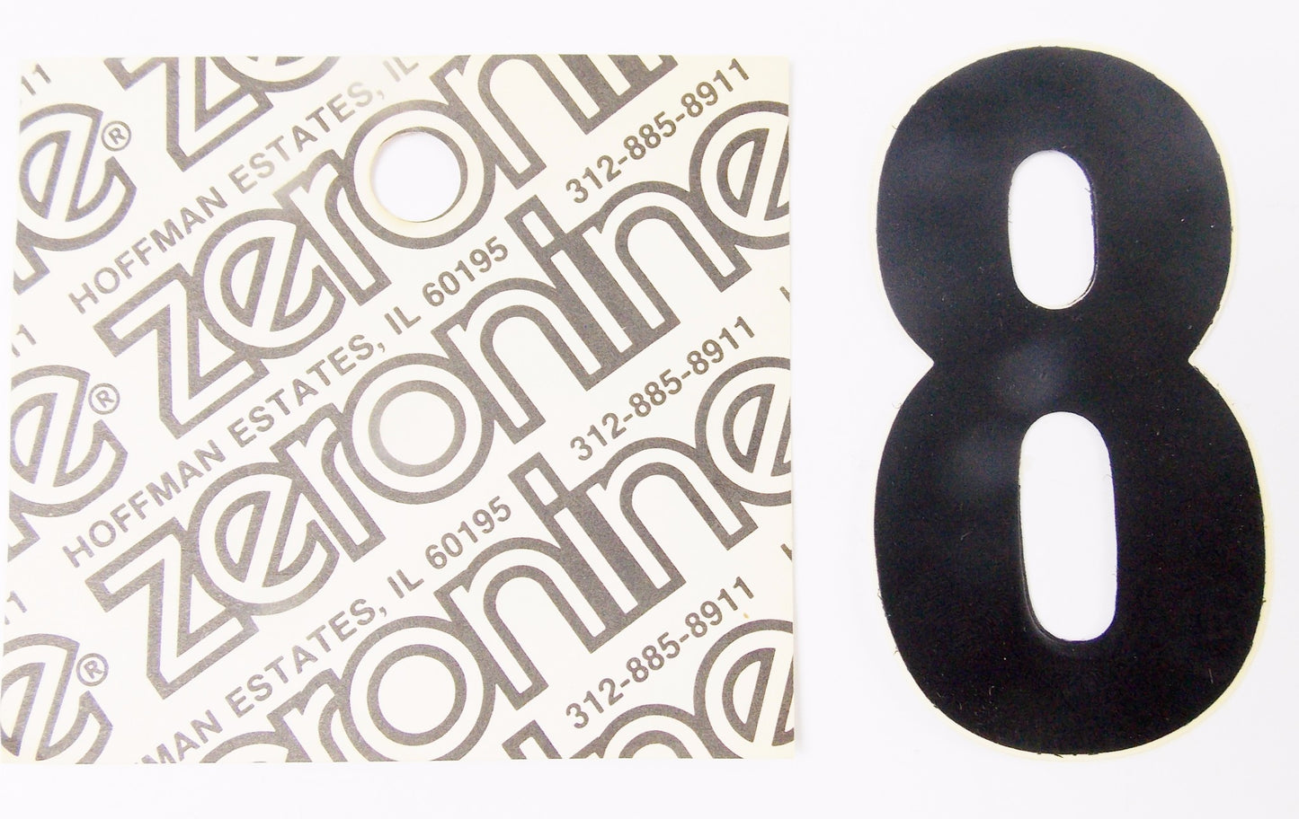 ZERONINE HELMET BLACK NUMBER "8" STICKER SET OF 2 H=3 1/8" RACING DECAL STREET - MotoRaider