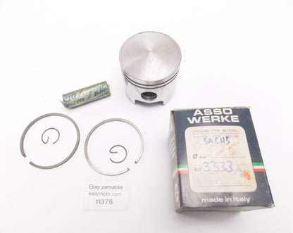 NOS ASSO WERKE 3333 PISTON + PIN + RINGS + CIRCLIPS SET CPL. D. 57.5 mm SACHS - MotoRaider