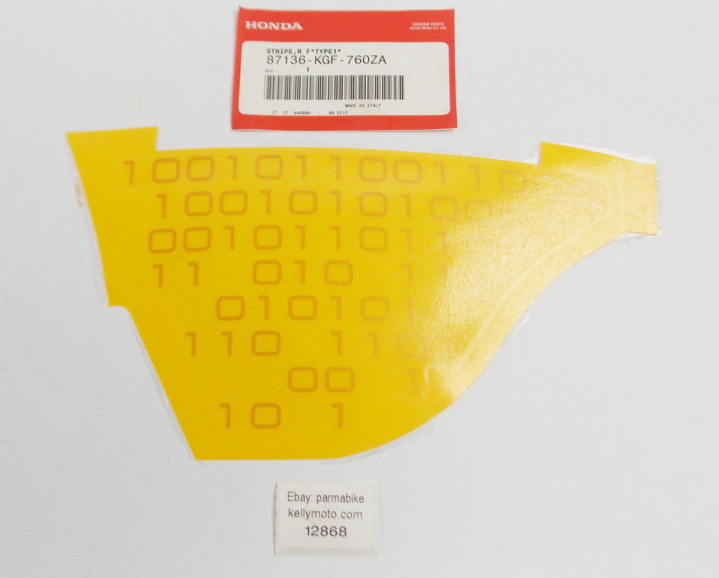 OEM HONDA 2000-02 NES125 MARK/STRIPE FRONT LOWER COVER R. TYPE1 87136-KGF-760ZA - MotoRaider