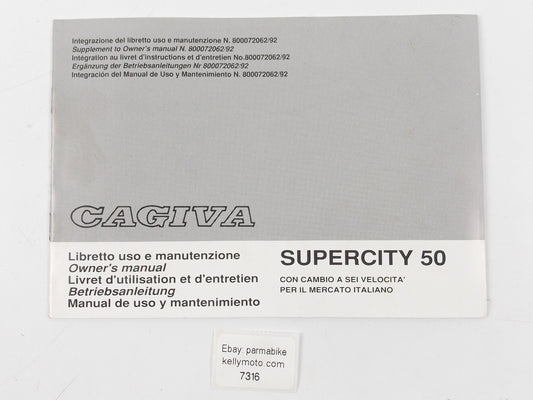 CAGIVA 1993 SUPER CITY 50 OWNER USER BOOK MANUAL 80077055 - MotoRaider