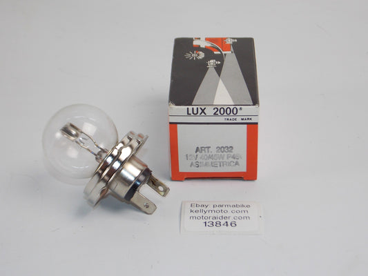 LIGHT BULB SPHERE LUX 2000 ART. 2032 12V 40/45W BASE P45T ASIMETRICA MOTORCYCLE - MotoRaider