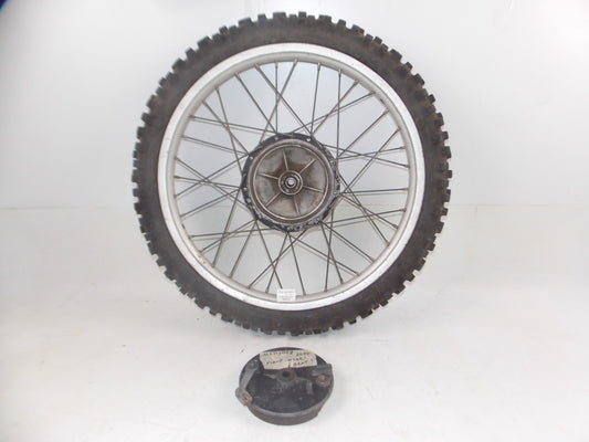 21" FRONT WHEEL 1973 HUSQVARNA 125 250 CR WR BRAKE PLATE RIM SPOKE HUB TIRE - MotoRaider