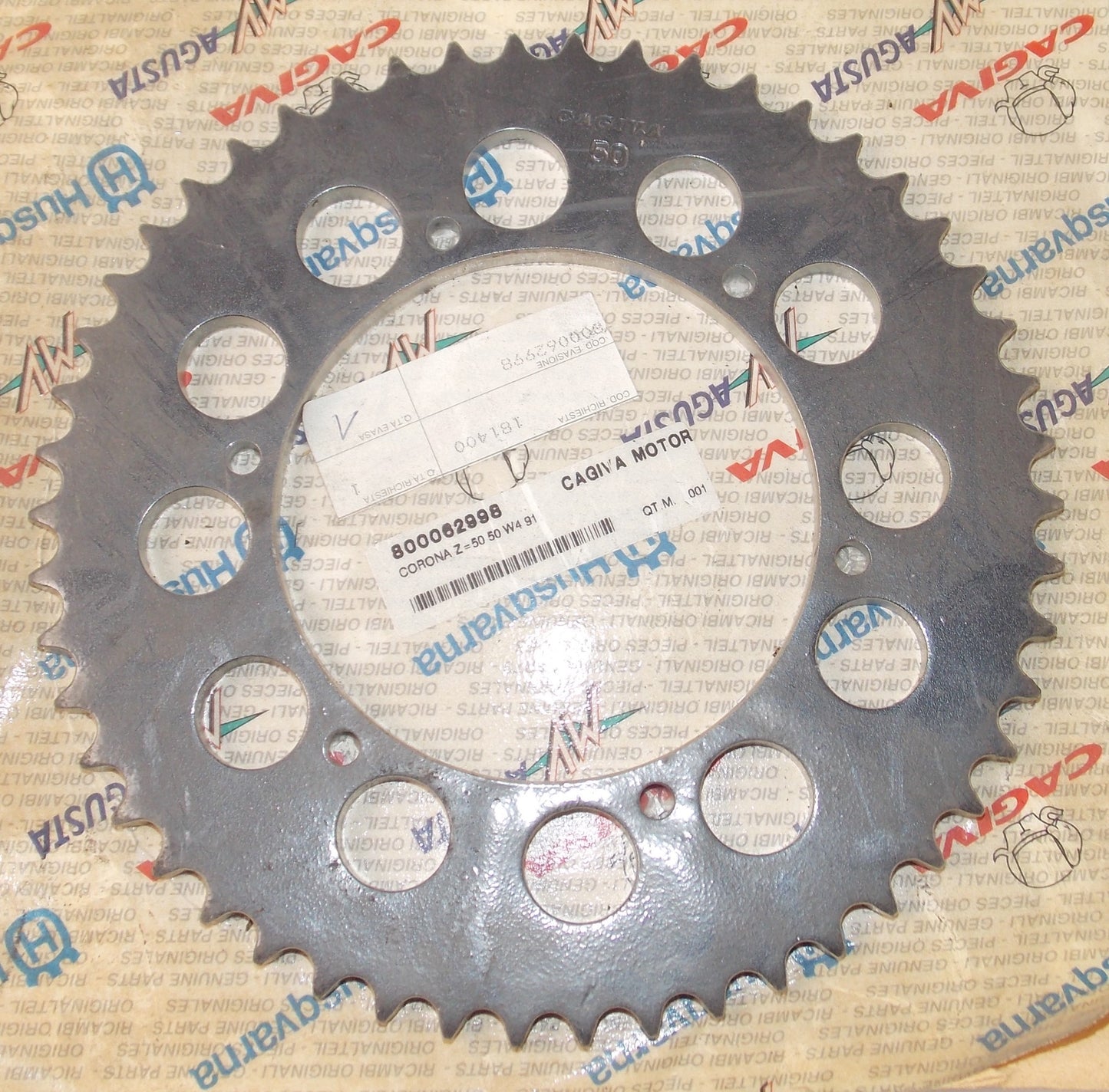 NOS OEM HUSQVARNA 1989-1990 COCIS 50 | 1989 COCIS 75 SPROCKET T50 800062998 - MotoRaider