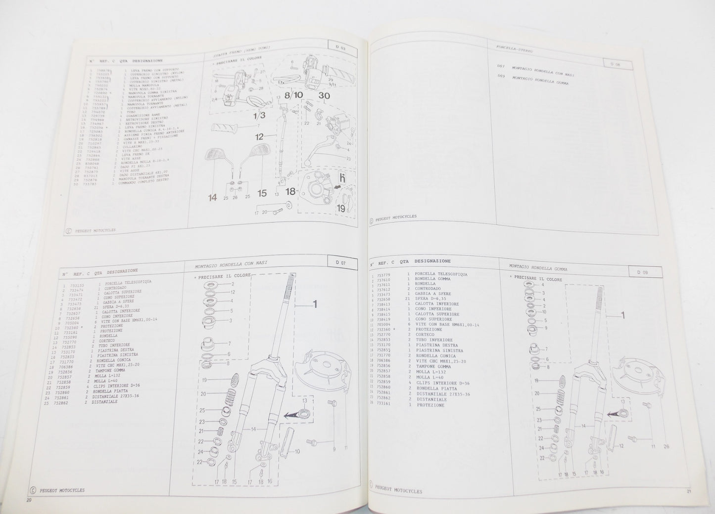 11/1998 PEUGEOT SCOOTER TREEKER 50 PARTS CATALOG MANUAL BOOK ITALIAN - MotoRaider