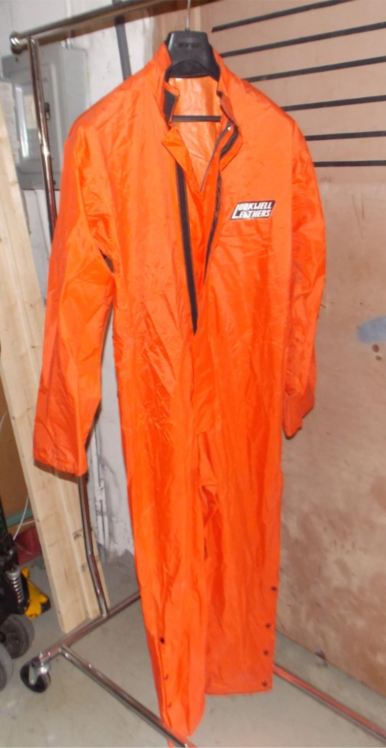 1990's LOOKWELL WATERPROOF MOTORCYCLE RAIN SUITE ORANGE SMALL L=60" W=21" BMW - MotoRaider