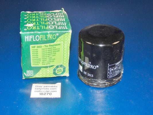 HIFLO HF-303 ENGINE OIL FILTER HONDA KAWASAKI YAMAHA POLARIS MOTORCYCLE SNOWMOBI - MotoRaider