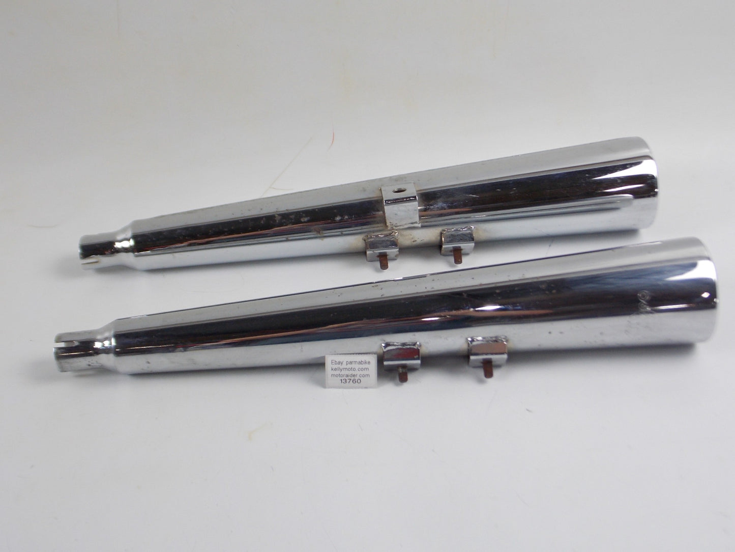 MECADAPO RIGHT LEFT CHROME EXHAUST MUFFLER PIPE L=530mm INLET ID=29 YAMAHA HONDA - MotoRaider