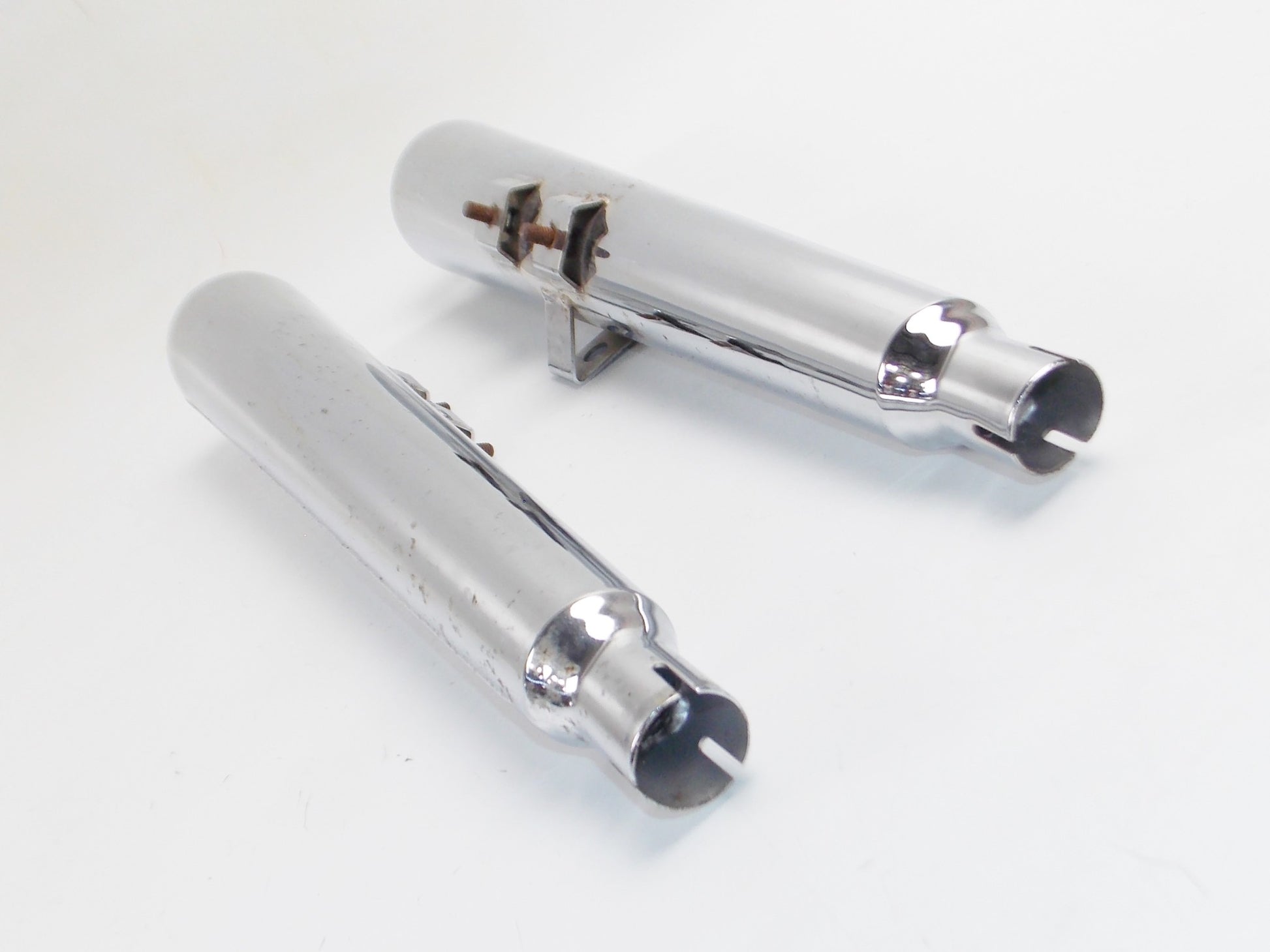 MECADAPO RIGHT LEFT CHROME EXHAUST MUFFLER PIPE L=530mm INLET ID=29 YAMAHA HONDA - MotoRaider