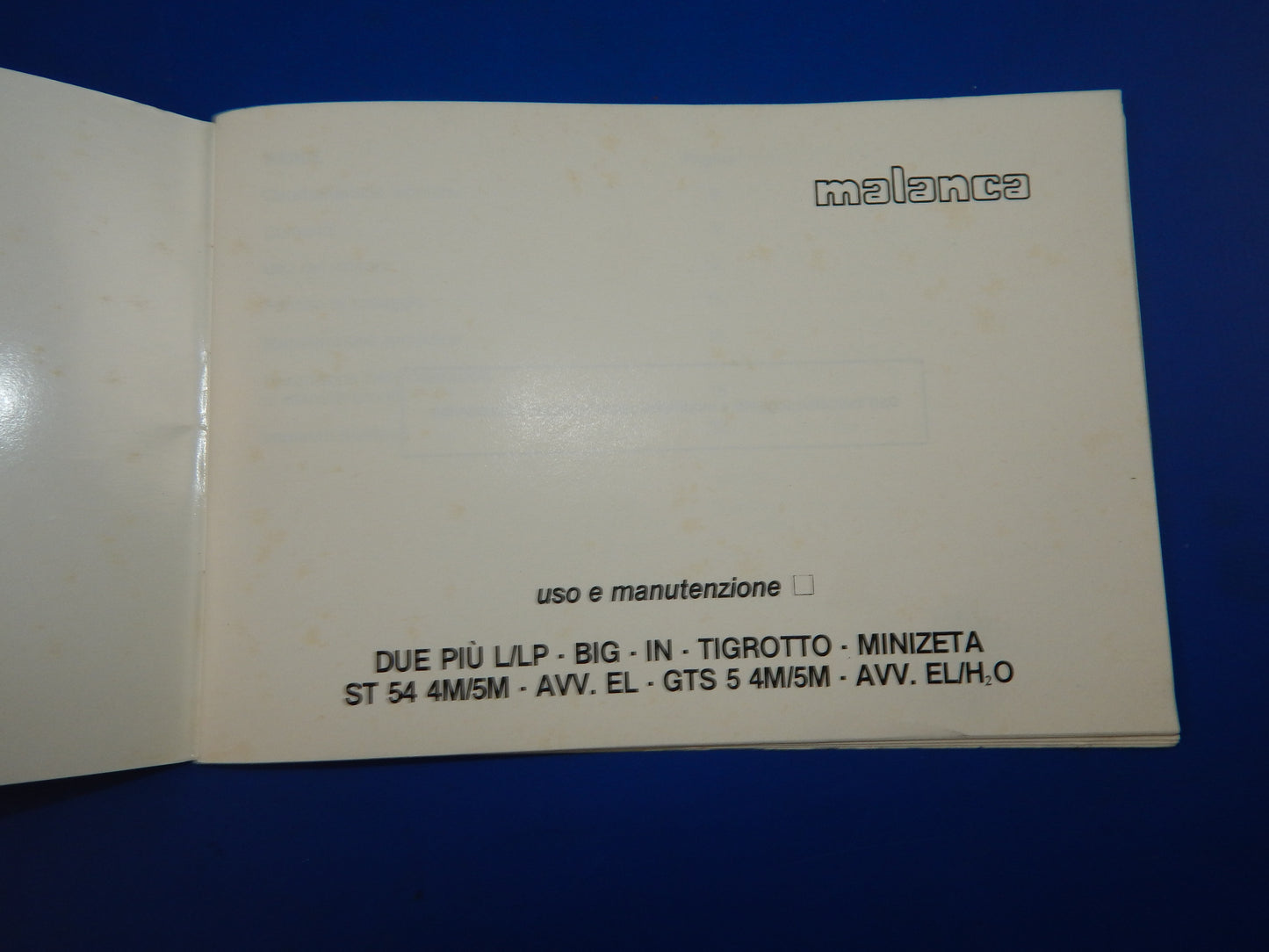 1980's MALANCA 2+ TIGROTTO ST54 GTS 50cc MOPED OWNER MANUAL MAINTENANCE BOOK - MotoRaider