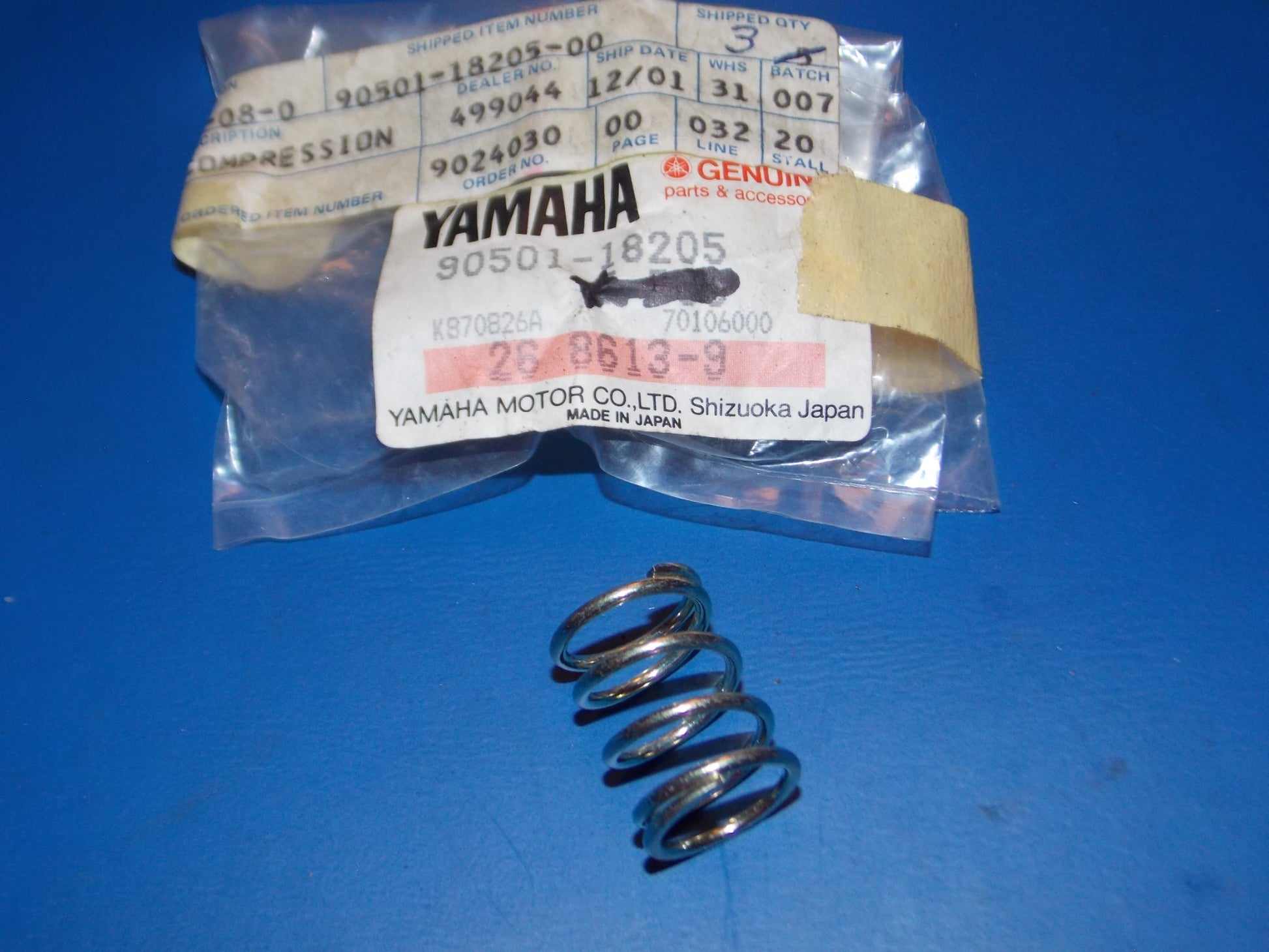 NOS YAMAHA 1974-1980 TX650 XS650 COMPRESSION SPRING  90501-18205 - MotoRaider